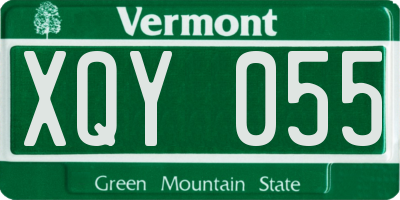 VT license plate XQY055