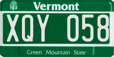 VT license plate XQY058