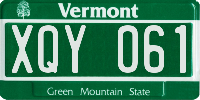 VT license plate XQY061