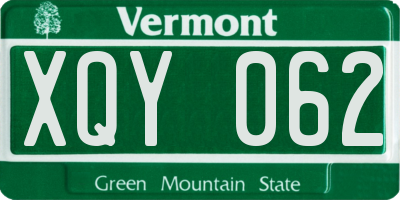 VT license plate XQY062