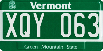 VT license plate XQY063