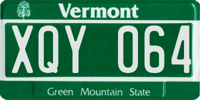 VT license plate XQY064