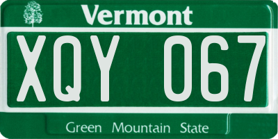 VT license plate XQY067