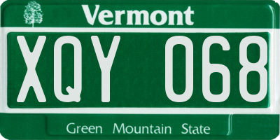 VT license plate XQY068