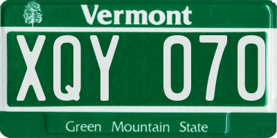 VT license plate XQY070