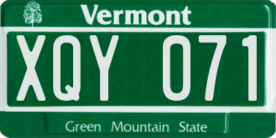 VT license plate XQY071