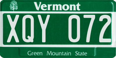 VT license plate XQY072