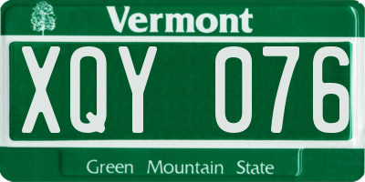 VT license plate XQY076
