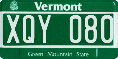 VT license plate XQY080