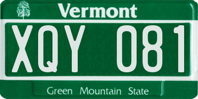 VT license plate XQY081