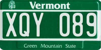 VT license plate XQY089