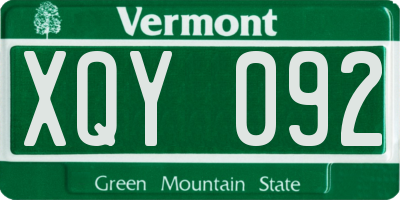 VT license plate XQY092
