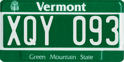 VT license plate XQY093