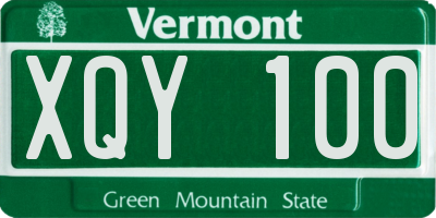 VT license plate XQY100