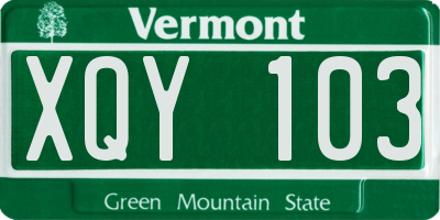 VT license plate XQY103