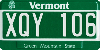 VT license plate XQY106