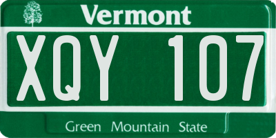 VT license plate XQY107