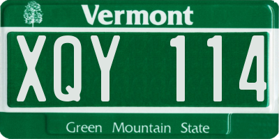 VT license plate XQY114