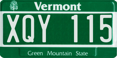 VT license plate XQY115