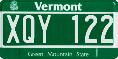 VT license plate XQY122