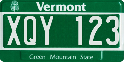 VT license plate XQY123