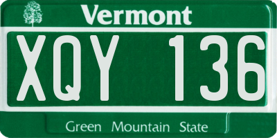 VT license plate XQY136