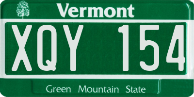 VT license plate XQY154