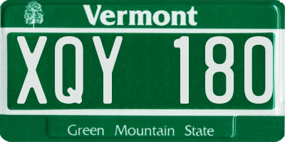 VT license plate XQY180