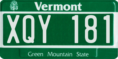 VT license plate XQY181