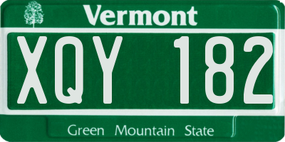 VT license plate XQY182