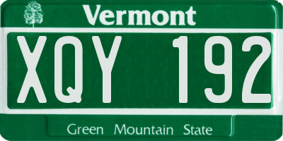 VT license plate XQY192
