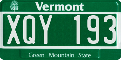VT license plate XQY193