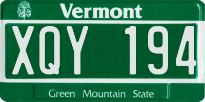 VT license plate XQY194
