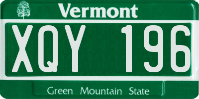 VT license plate XQY196