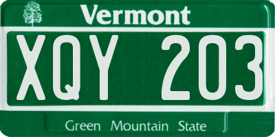 VT license plate XQY203