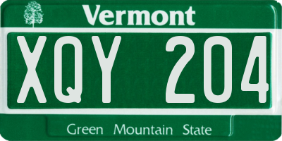 VT license plate XQY204