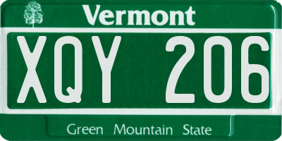 VT license plate XQY206