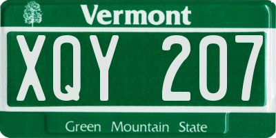VT license plate XQY207
