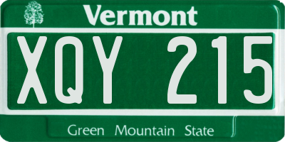 VT license plate XQY215