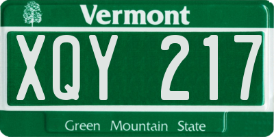 VT license plate XQY217