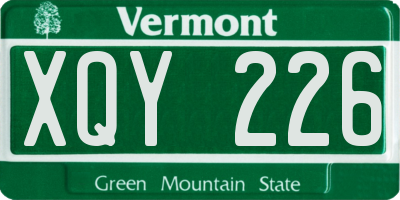 VT license plate XQY226