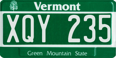 VT license plate XQY235