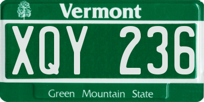 VT license plate XQY236