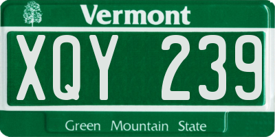 VT license plate XQY239