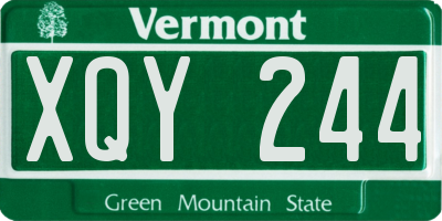 VT license plate XQY244