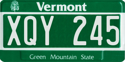 VT license plate XQY245