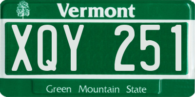 VT license plate XQY251