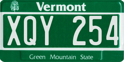VT license plate XQY254