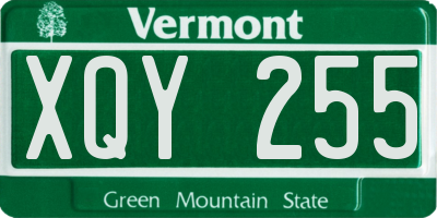 VT license plate XQY255