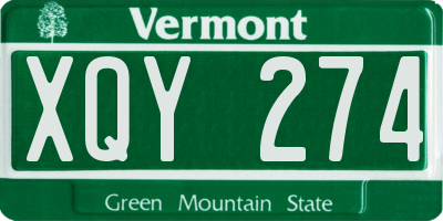 VT license plate XQY274